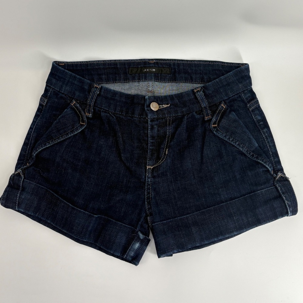 Joes Jeans Womens Dark Wash Cuffed Denim Shorts Size 27 Indigo Mid Rise Stretch